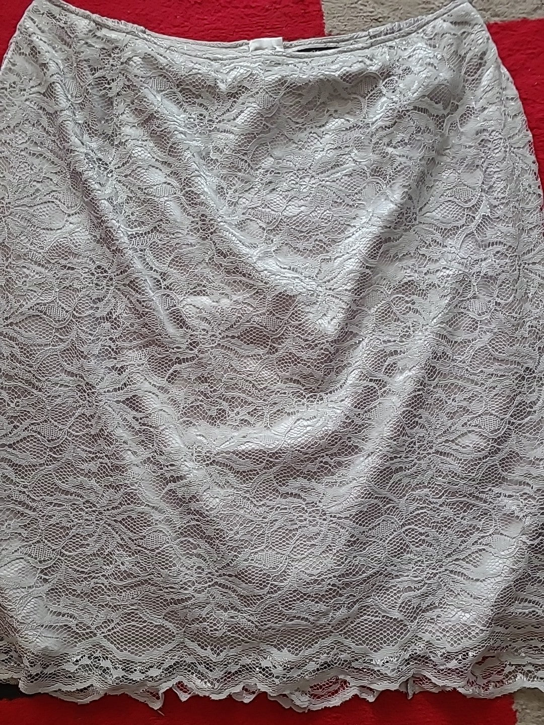 Ladies Together Size 16 Silver Grey Lace Lined Midi Skirt