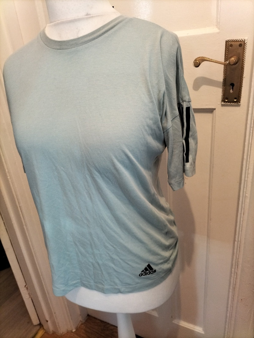 Ladies Adidas Size 8-10 Blue Short Sleeved Tshirt