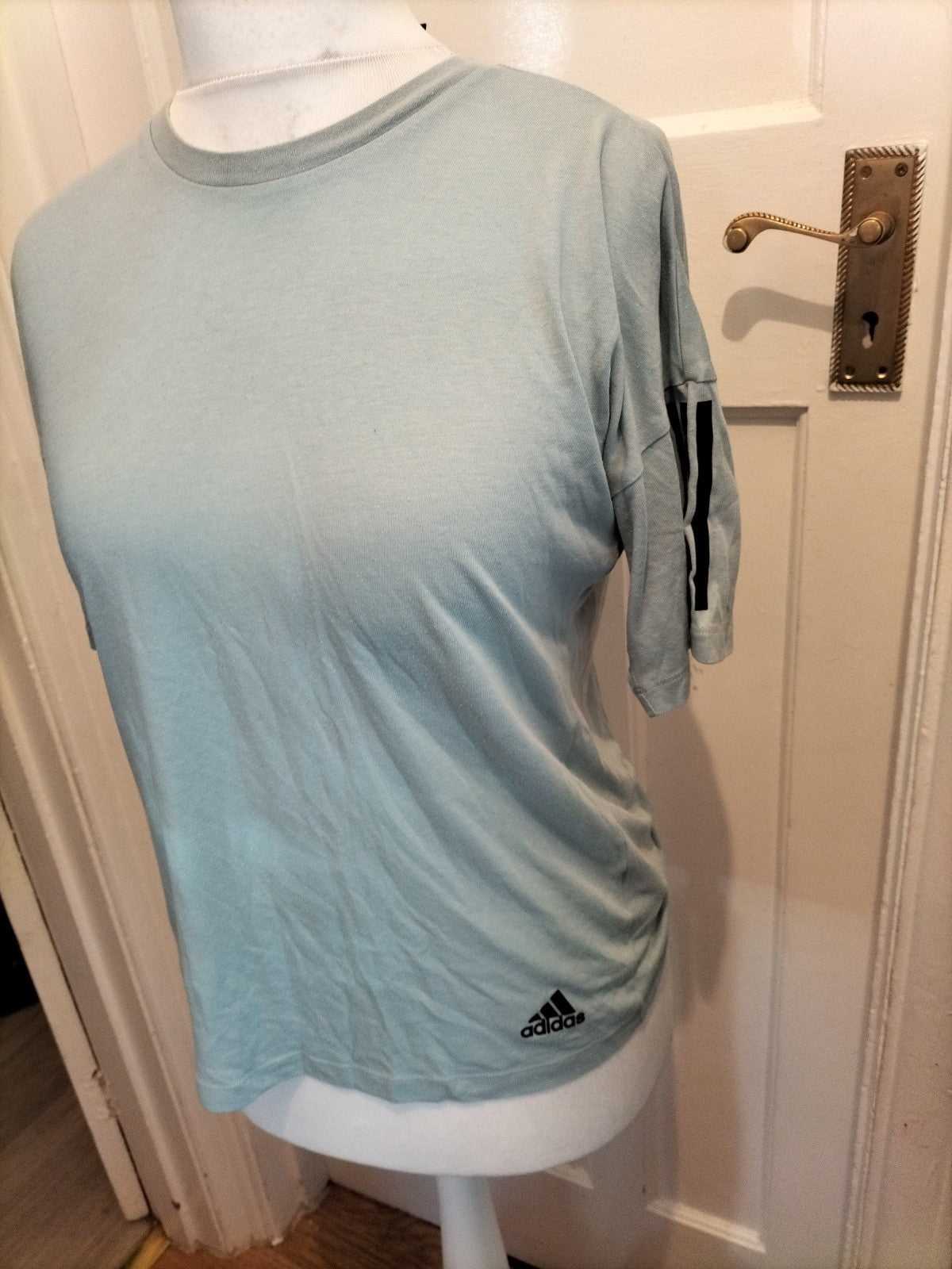 Ladies Adidas Size 8-10 Blue Short Sleeved Tshirt
