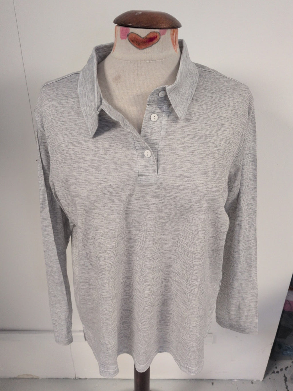 Country Collection Large Grey Long Sleeve Polo