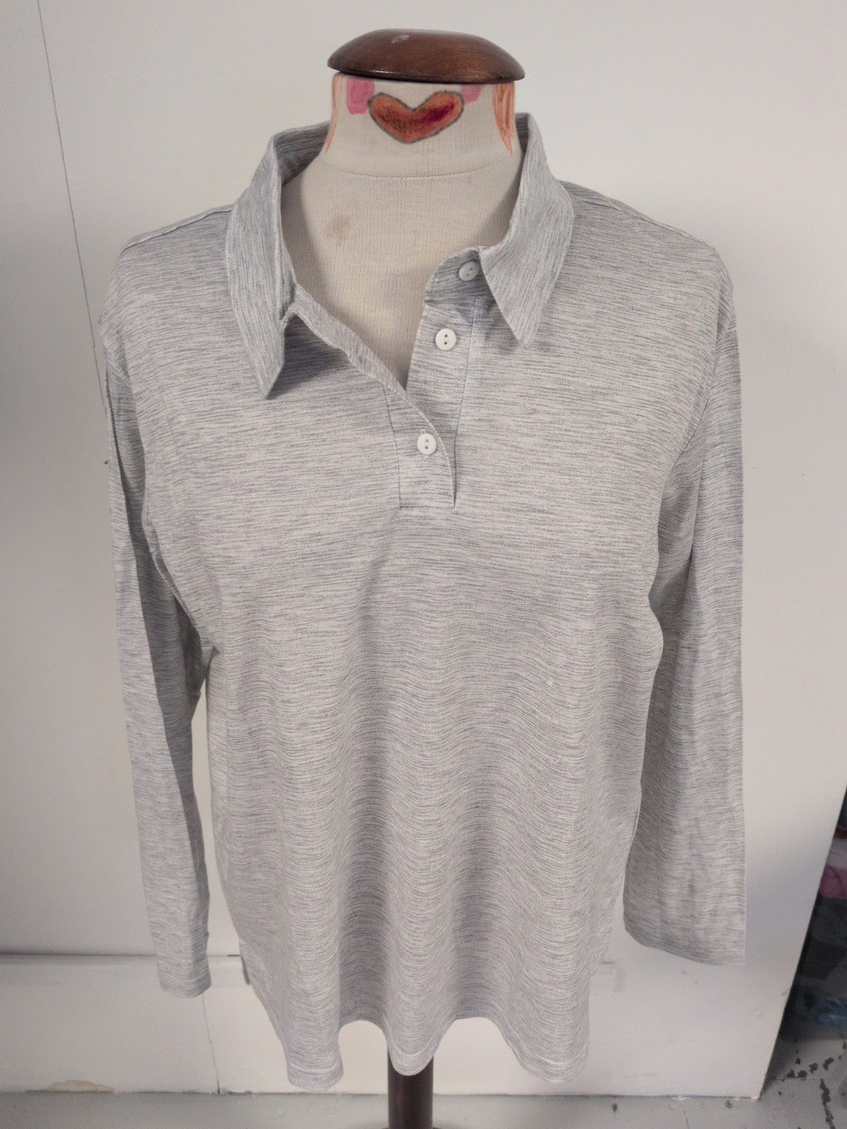 Country Collection Large Grey Long Sleeve Polo