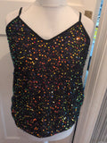 Shein Medium Black Reflective Sequins Sleeveless Cami