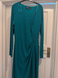 Damsel In A Dress 16 Teal Lined V Neck Long Sleeve Dress Long Length