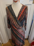 Ladies CC Size Large Multi Coloured Patterned Lined Long Length Dress