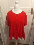 Ladies Size 4XL Red Short Sleeved Imitation Buttoned Blouse