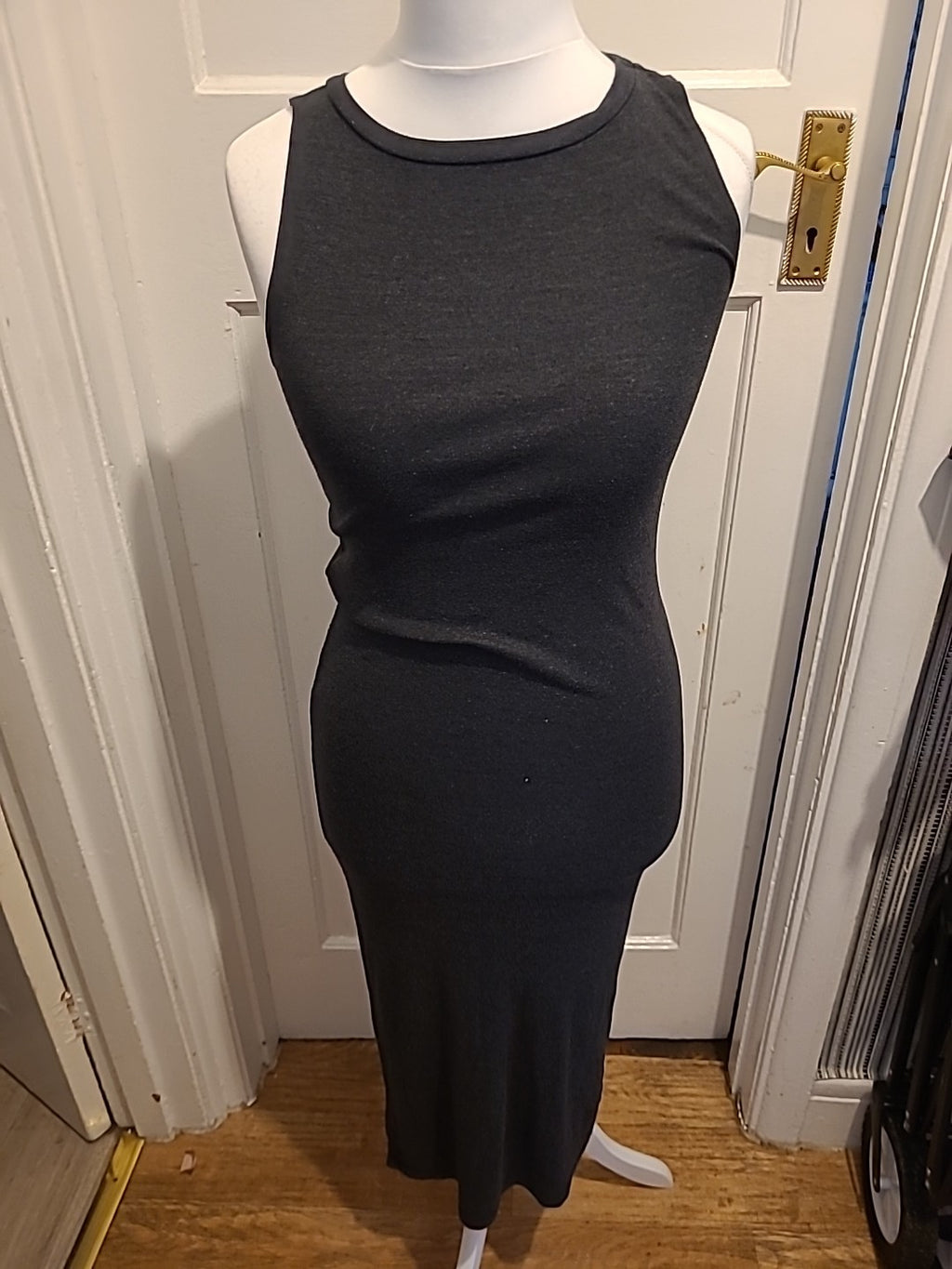 Ladies Topshop Size 8 Grey Long Length Pencil Dress
