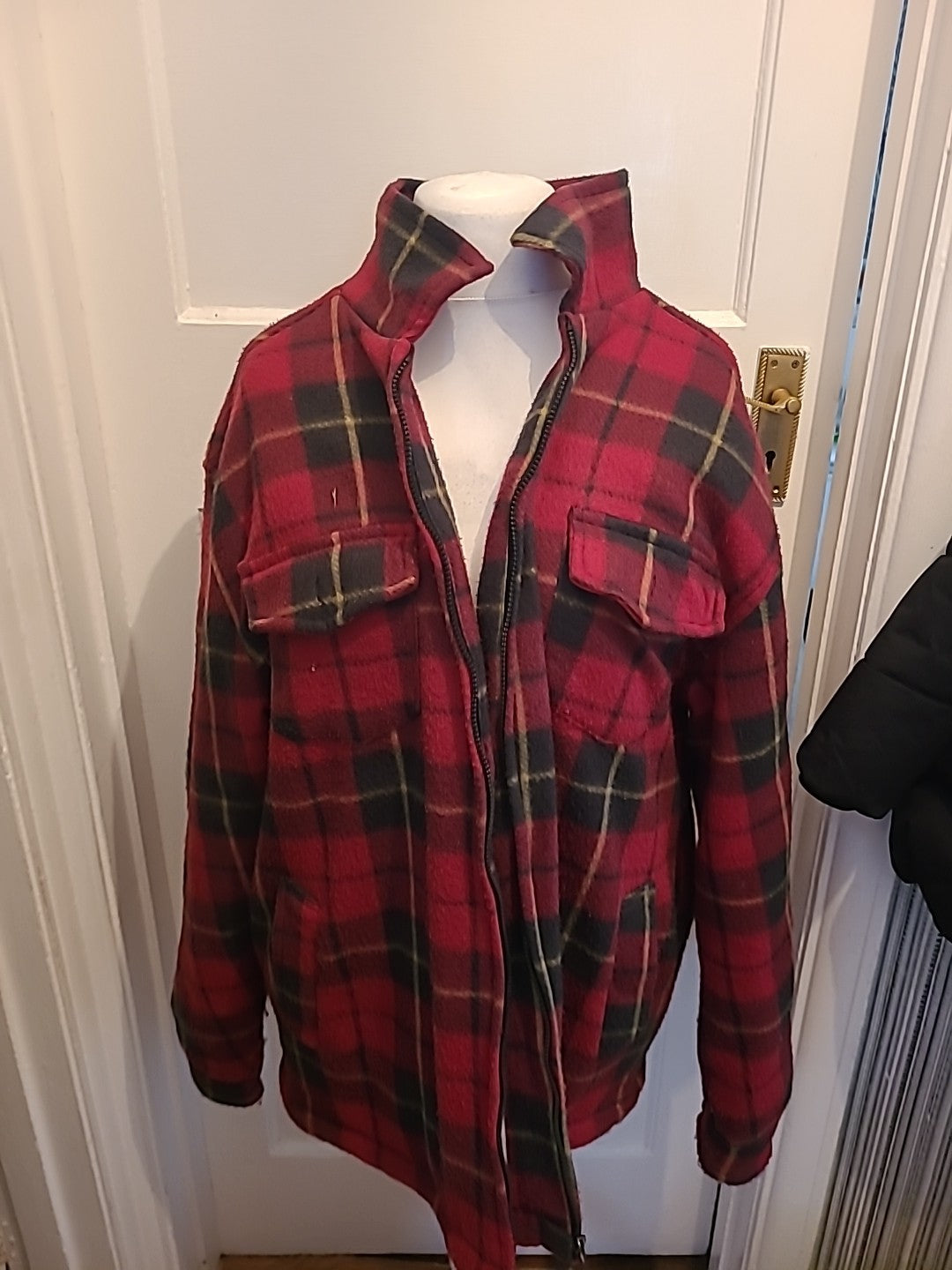 Mens Port Nova Size XXL Red Check Full Zip Jumper