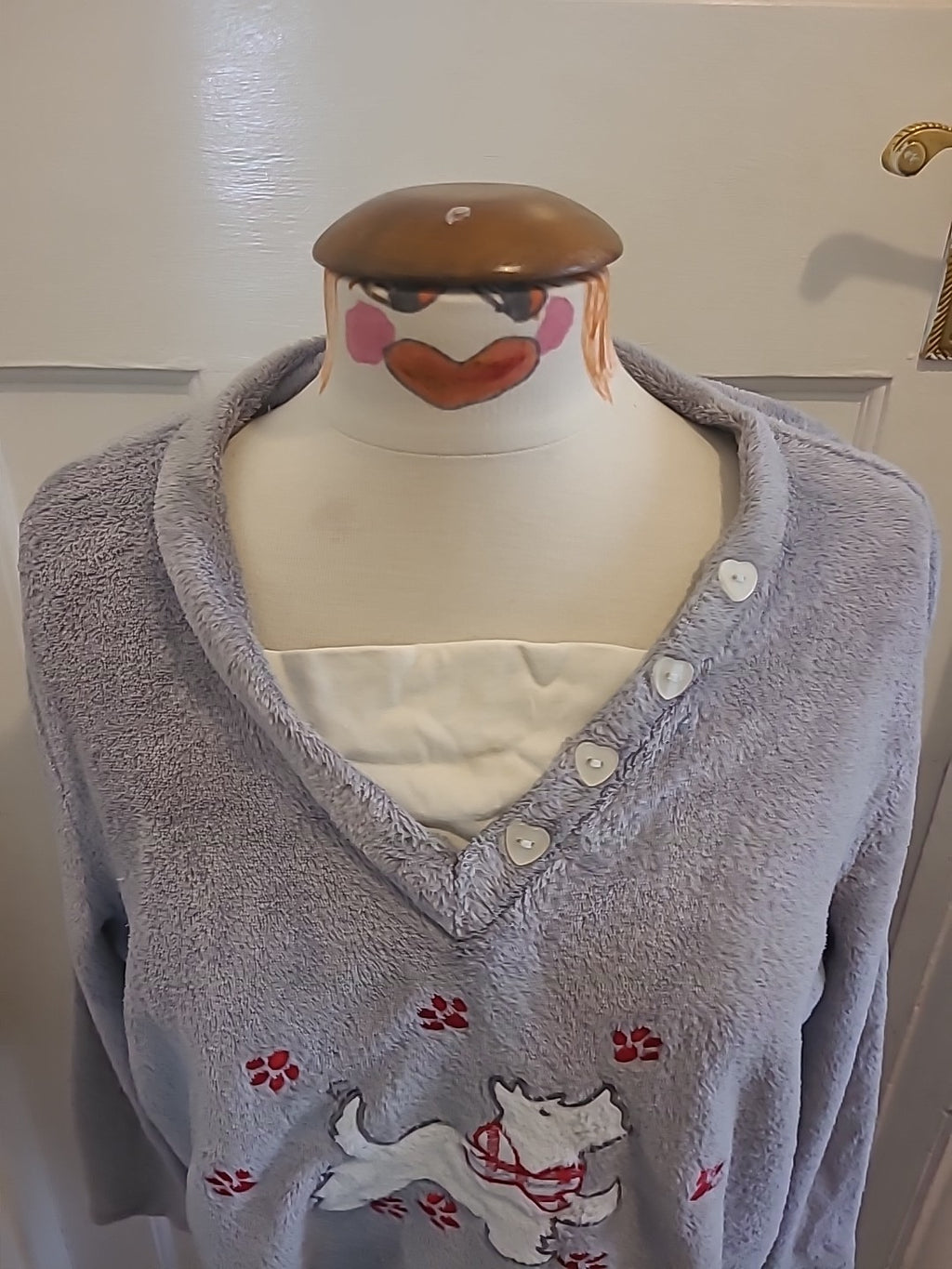 Ladies Damart Size Large Grey Dog Design Pyjama Top