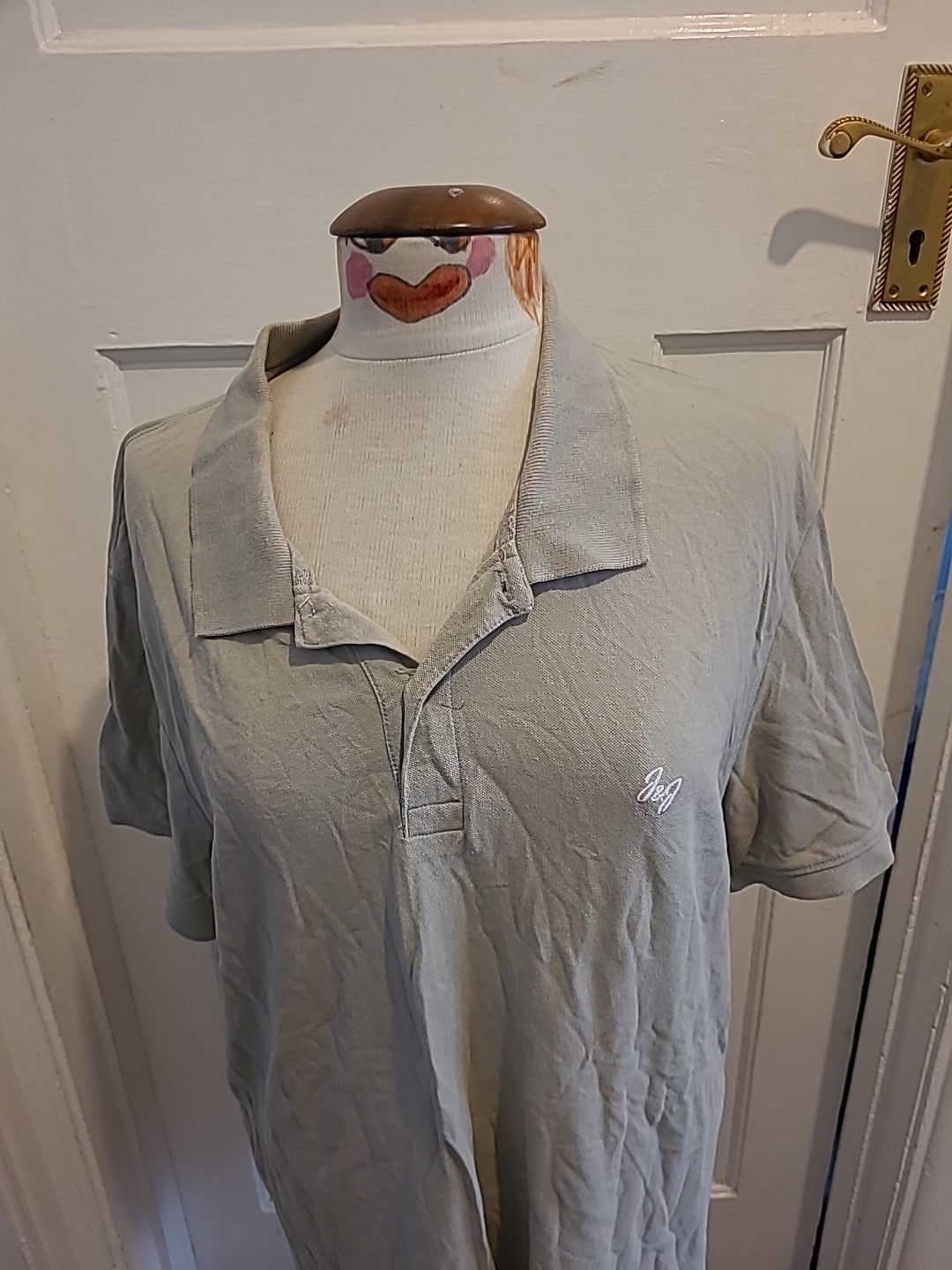 Mens Jack Jones Size 2XL Pale Khaki/Grey Short Sleeved Polo
