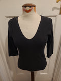 Ladies Divided Size 12 Black V Neck Tshirt