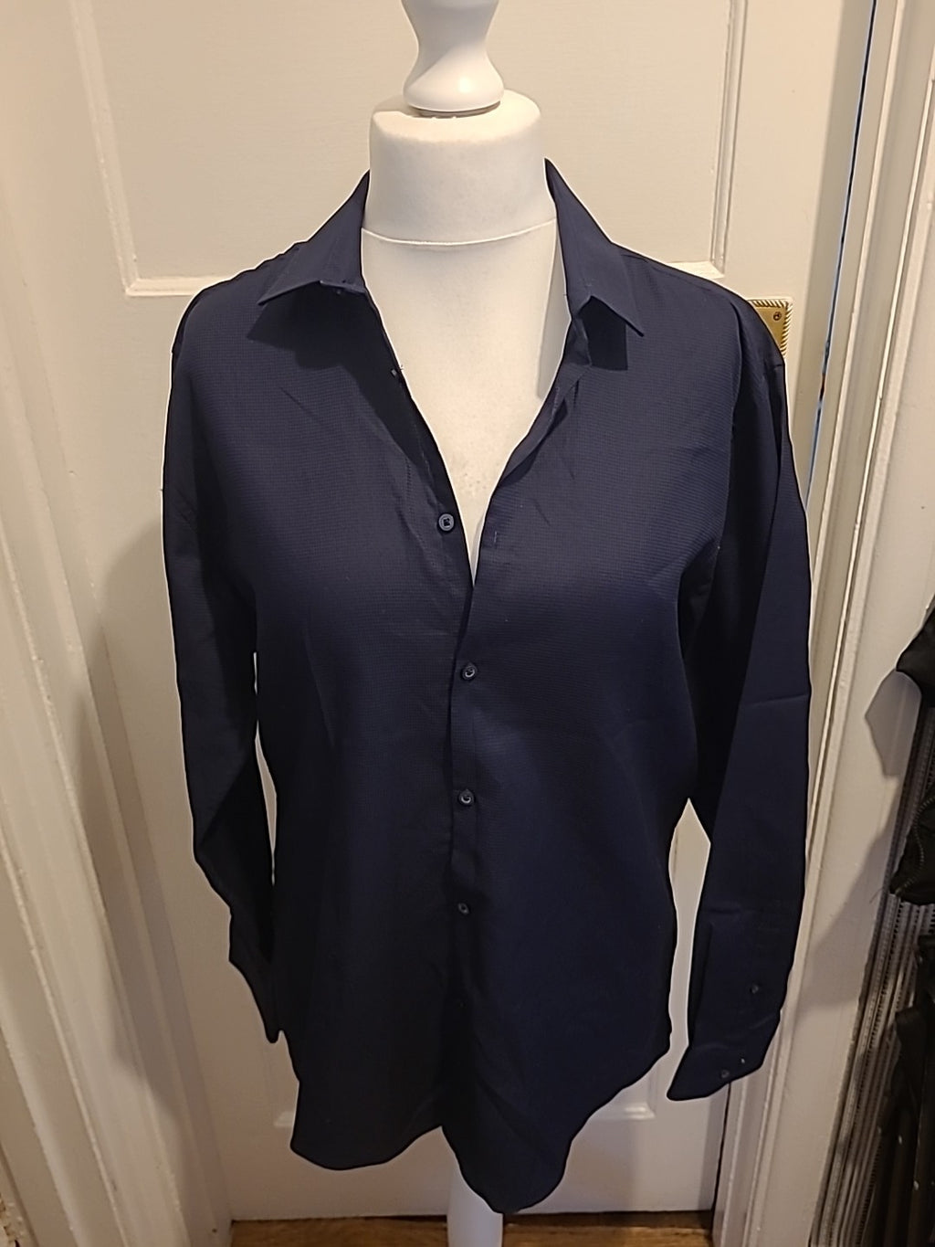Mens Primark Size 16.5" Dark Navy Slim Fit Long Sleeved Shirt
