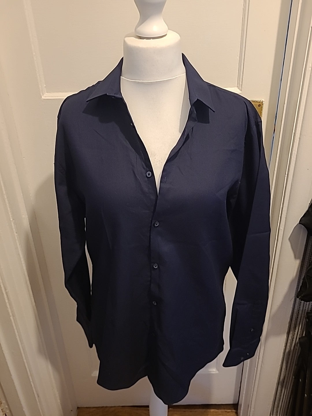 Mens Primark Size 16.5" Dark Navy Slim Fit Long Sleeved Shirt