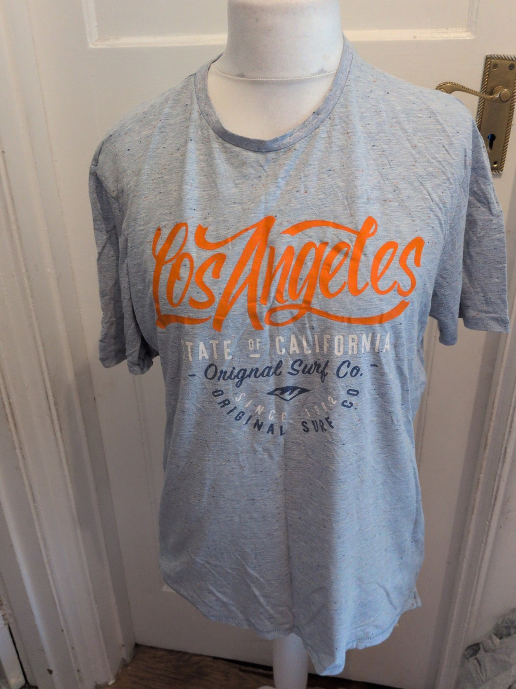Next Large Grey Flecked With Orange Print Short Sleeve T-shirt