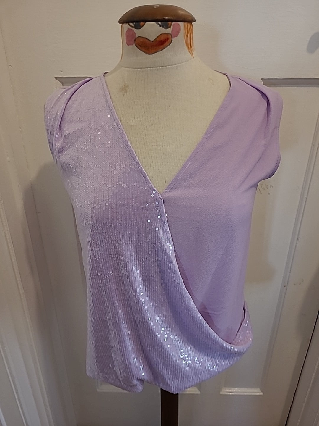 Ladies Next Size 14 Petite Lilac Crossover Sleeveless Blouse