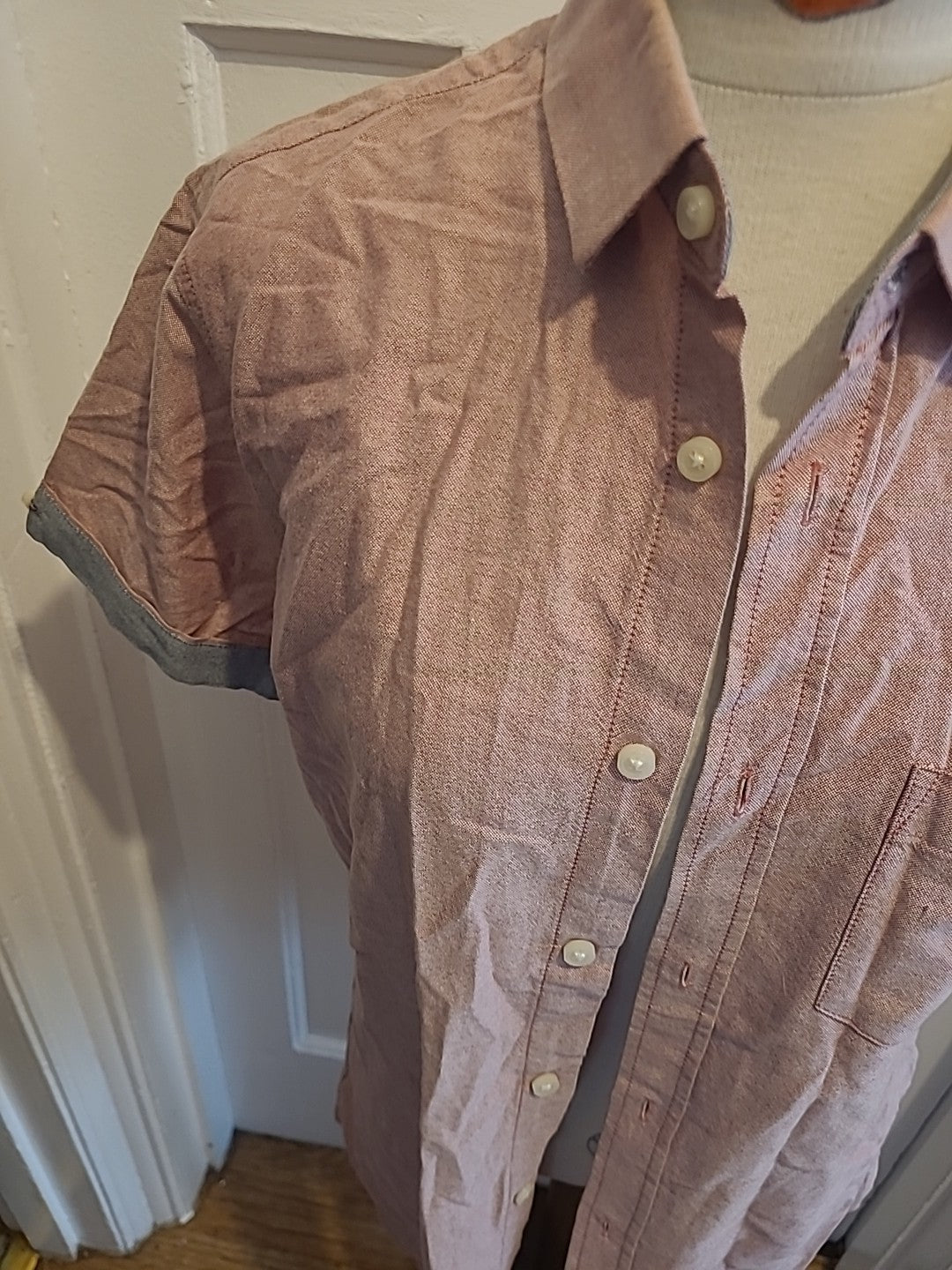 Mens Threadbare Medium Pink Short Sleeved Shirt