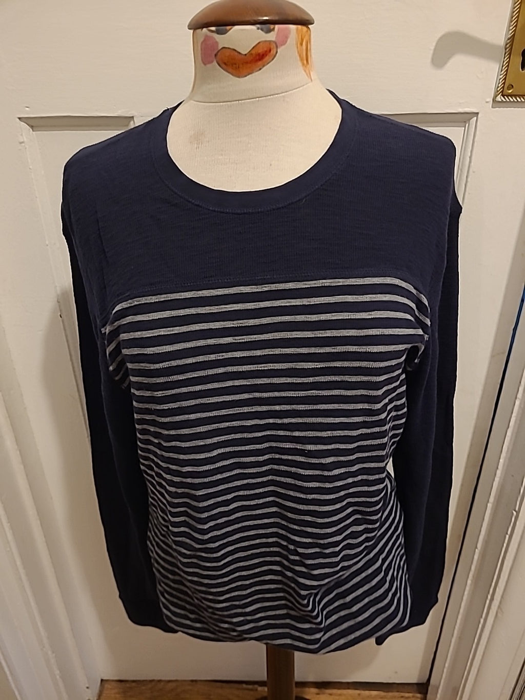 Mens M&S Size Medium Navy Mix Long Sleeve Top