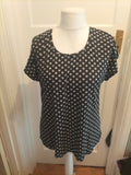 Chicos Size 2 Black White Circle Patterned Short Sleeve Tshirt