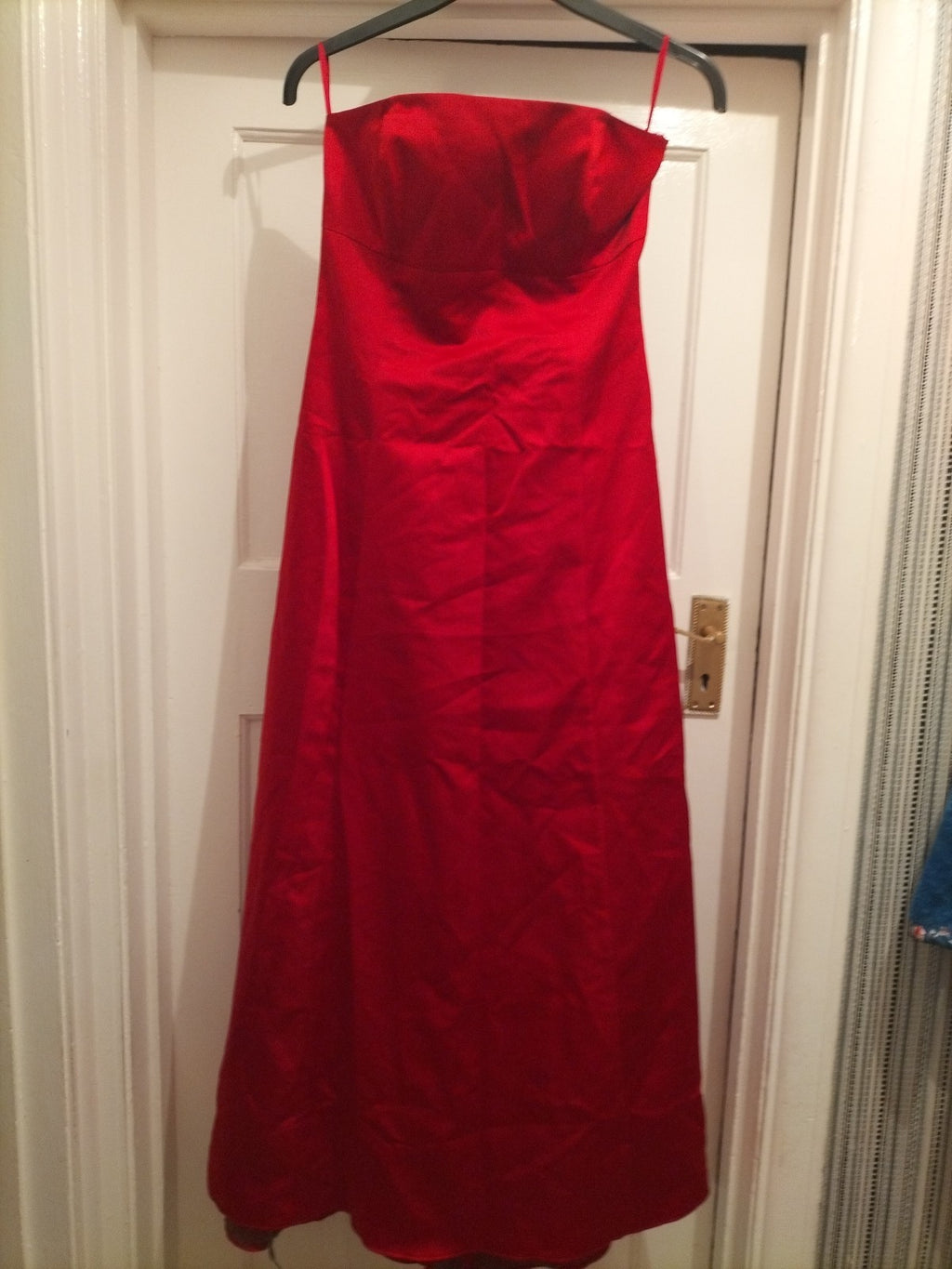 Ladies Debut Size 12 Red Sleeveless Strapless Boned Long Length Dress