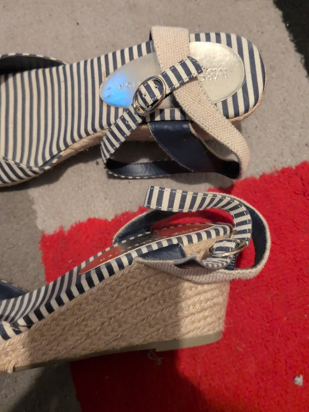 Marks And Spencers UK 7 Striped Wedge Heel