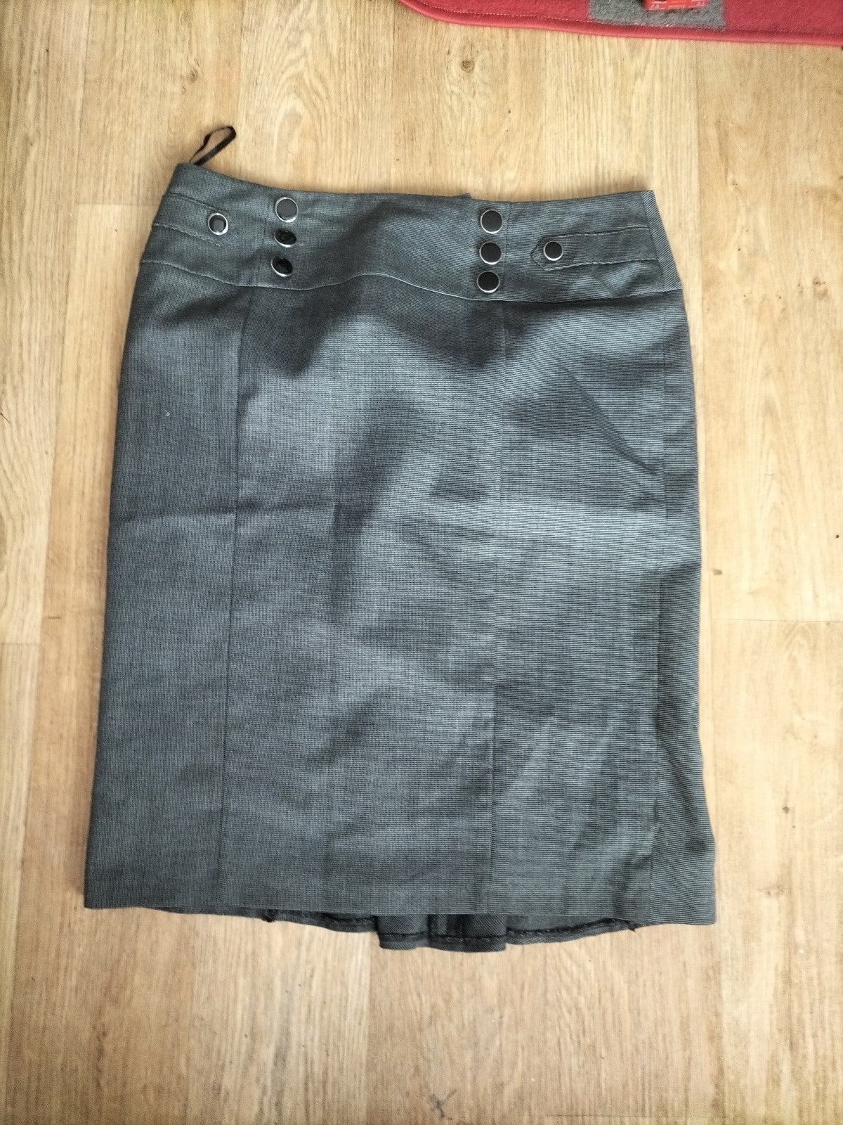 Ladies Debenhams Size 14 Black Dotted Lined Pencil Skirt