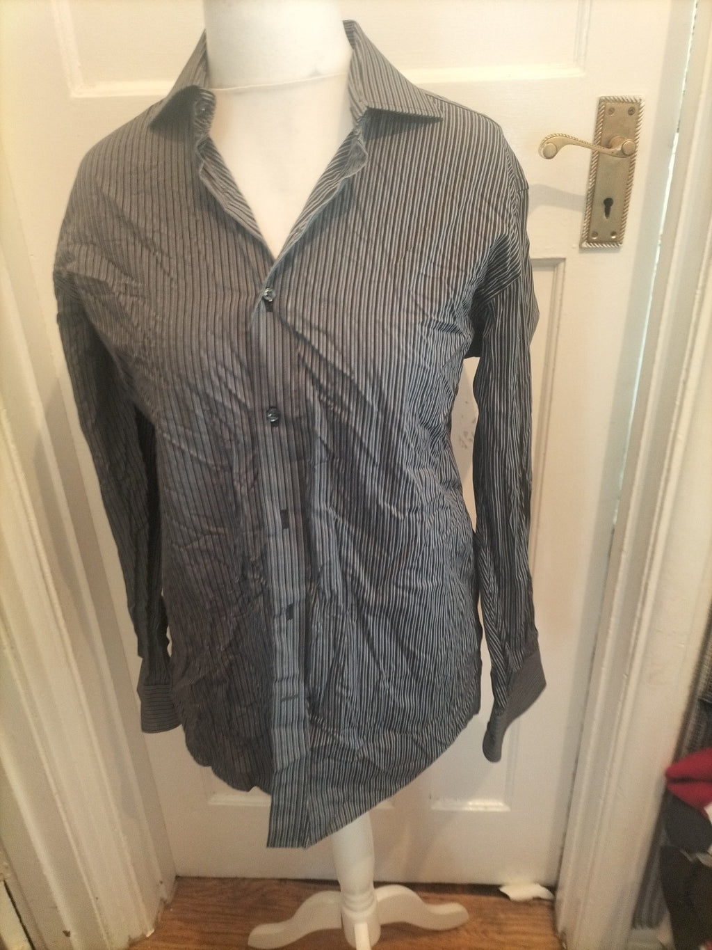 Mens Racing Green Size 15.5" Navy/Grey Two Fold 100s Cotton Shirt