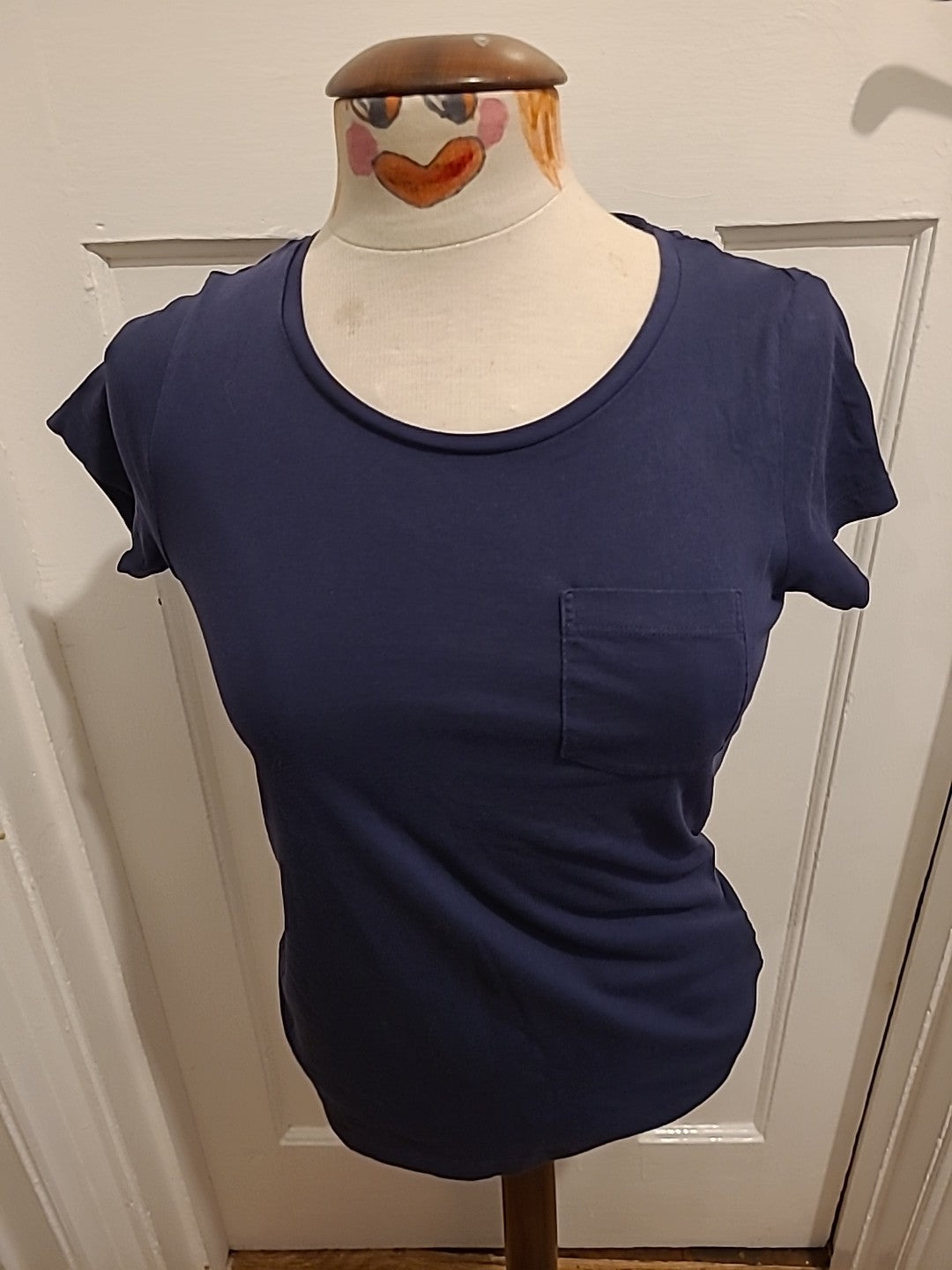 Ladies F&F Size 6 Navy Short Sleeved Pyjama Top