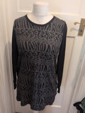 Marks And Spencer 14 Grey And Black Long Sleeve Longline Top/Dress