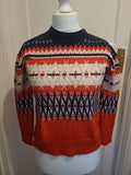 Ladies Marks And Spencer Size XS Red And Navy Pullover Jumper