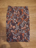 Ladies Tu Size 8 Orange Floral Elasticated Pencil Skirt
