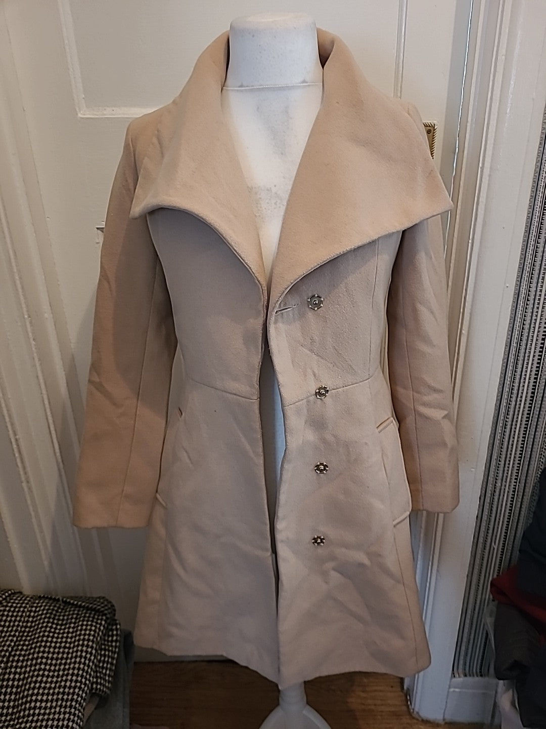 Ladies Miss Selfridge Size 10 Beige Lined Jacket Buttoned