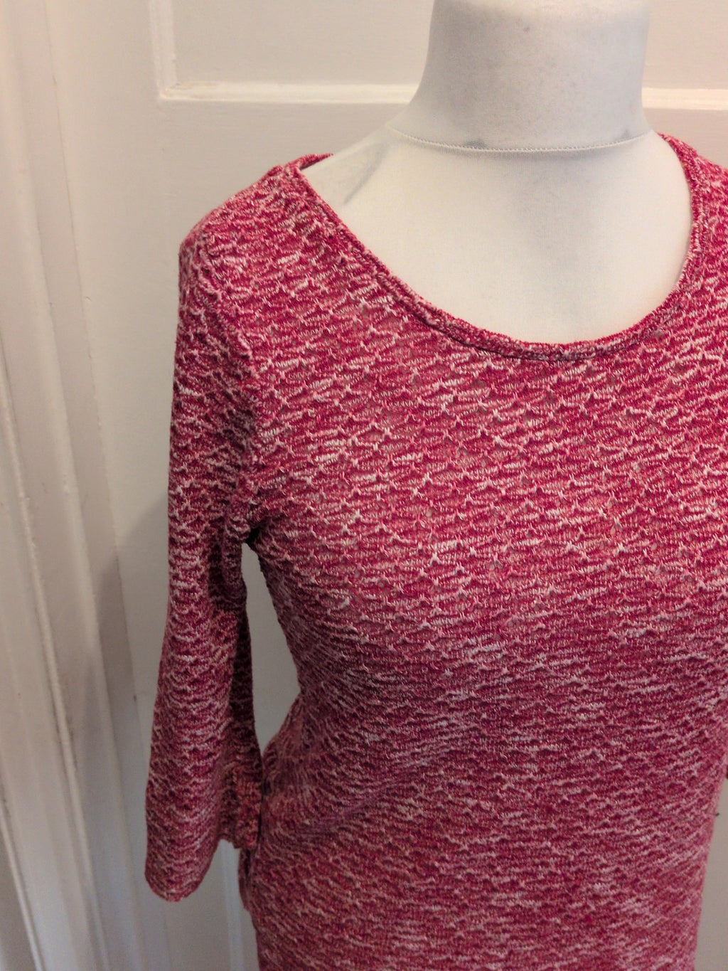New Look 12 Pink Flecked Long Sleeve Partial See Through Jumper
