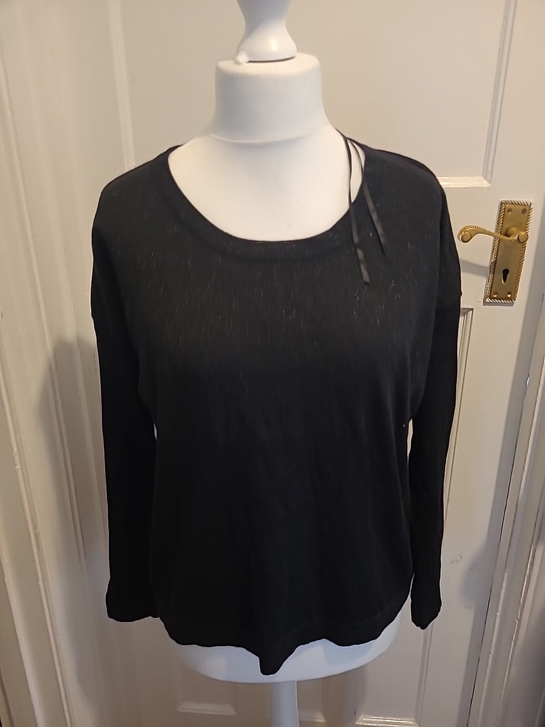 Ladies Great Plains Size Small Black Glittery Long Sleeved Blouse
