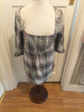 Ladies E-vie Size 12 Purple Grey Check Mid Sleeved Tunic