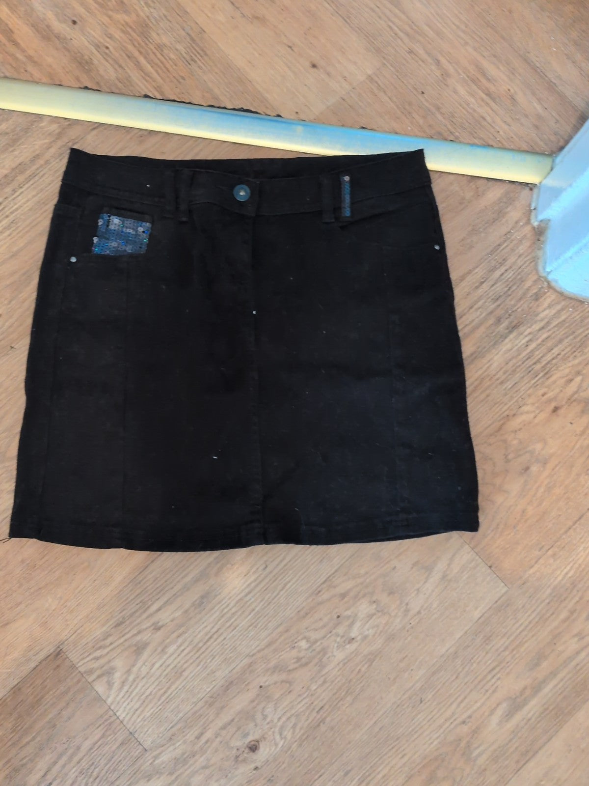 M&Co 12 Black Denim Knee Length Skirt