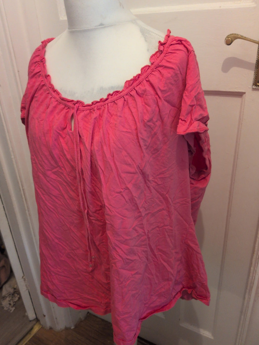 30/32 Pink V Neck Short Sleeve Blouse