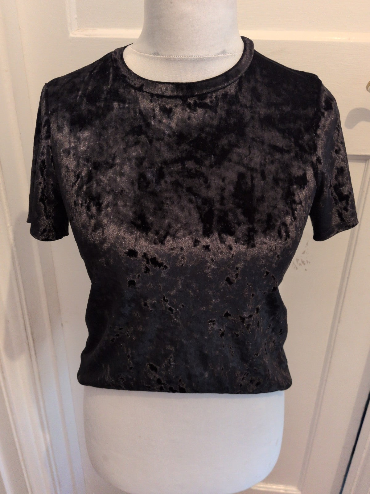 Primark 8 Black Short Sleeve T-shirt Satin Style