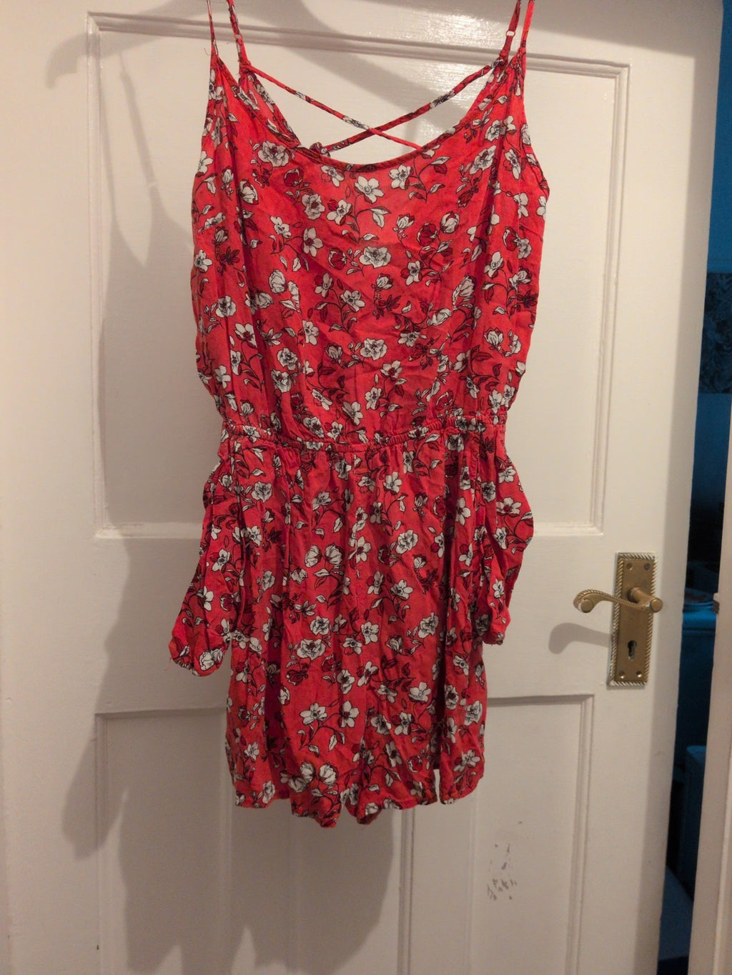 H&M Divided 12 Red Floral Sleeveless Playsuit