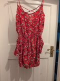 H&M Divided 12 Red Floral Sleeveless Playsuit