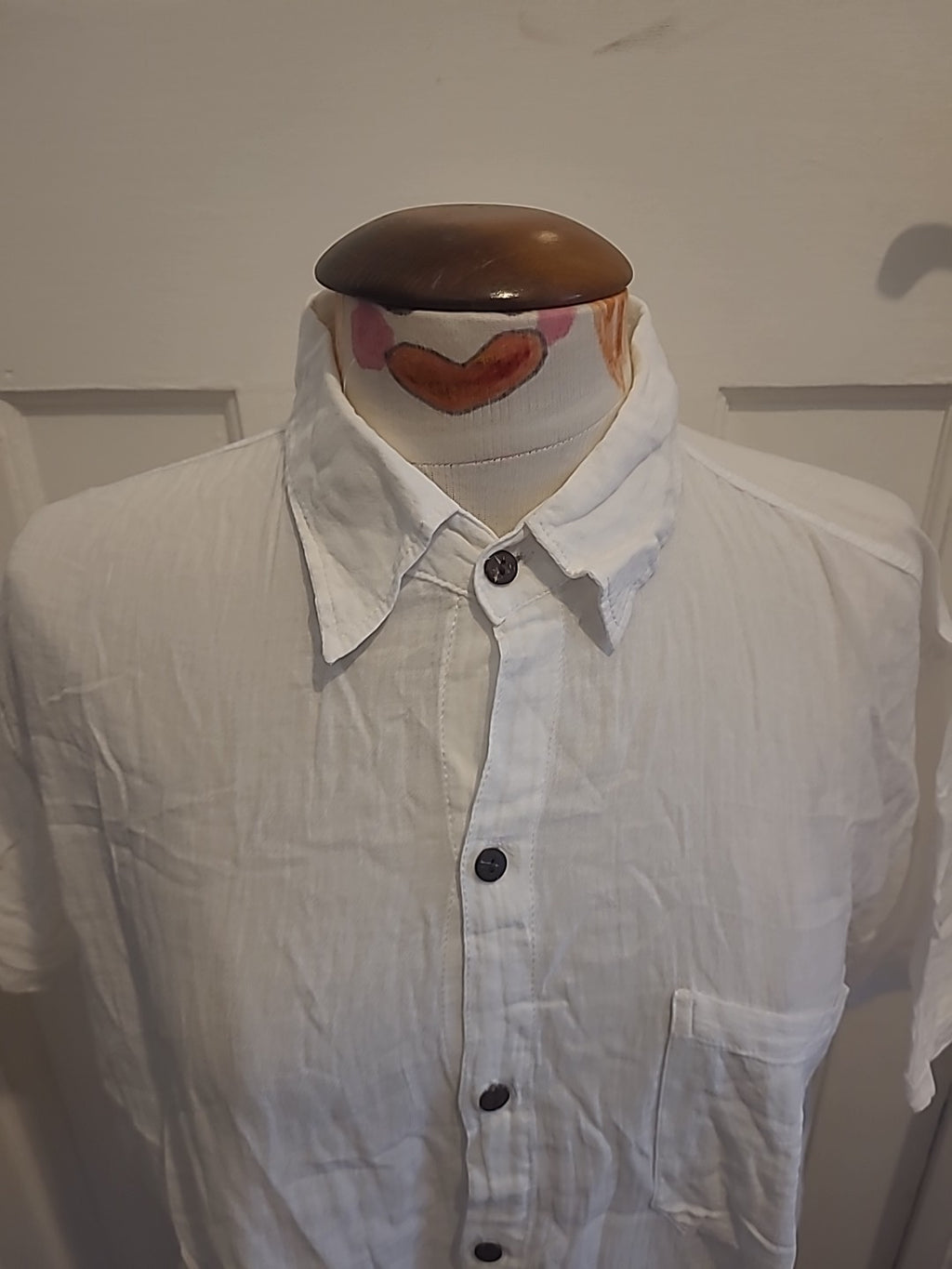 Ladies Chawan Lak Size XL White Short Sleeved Buttoned Blouse