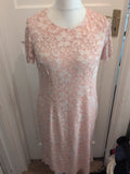 Damart Medium Pink Lace Lined Short Sleeved Dress