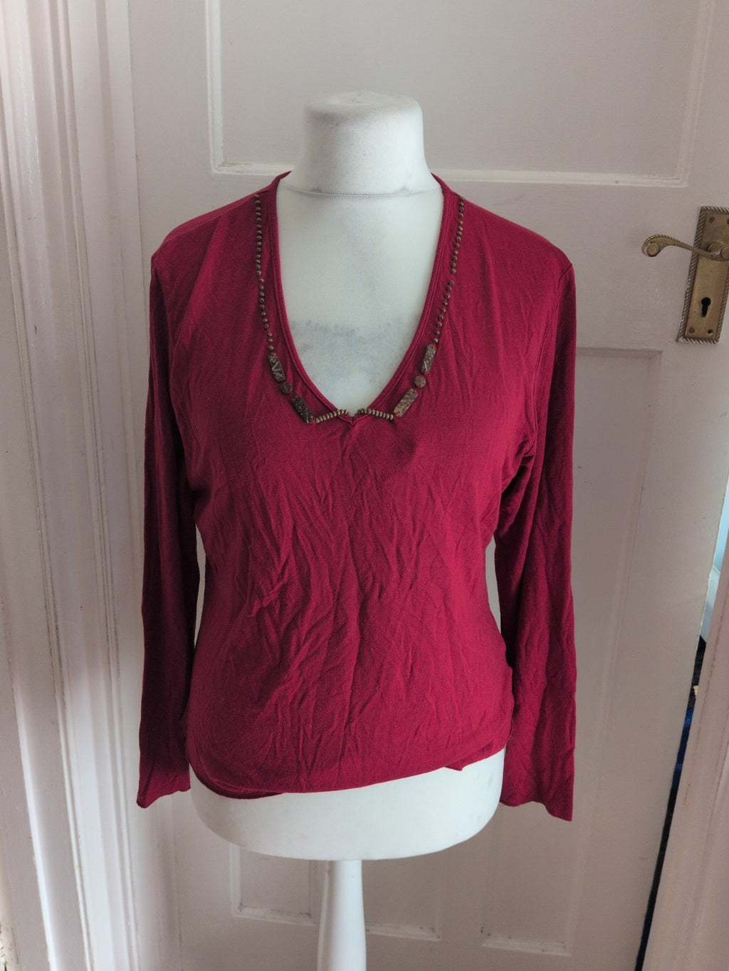 Karen Scott 4 Red Long Sleeve Blouse