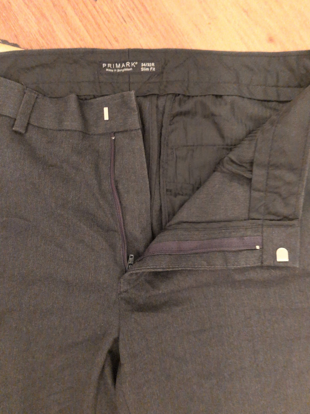 Mens Primark Size 34Wx32L Regular Dark Grey Smart Trousers