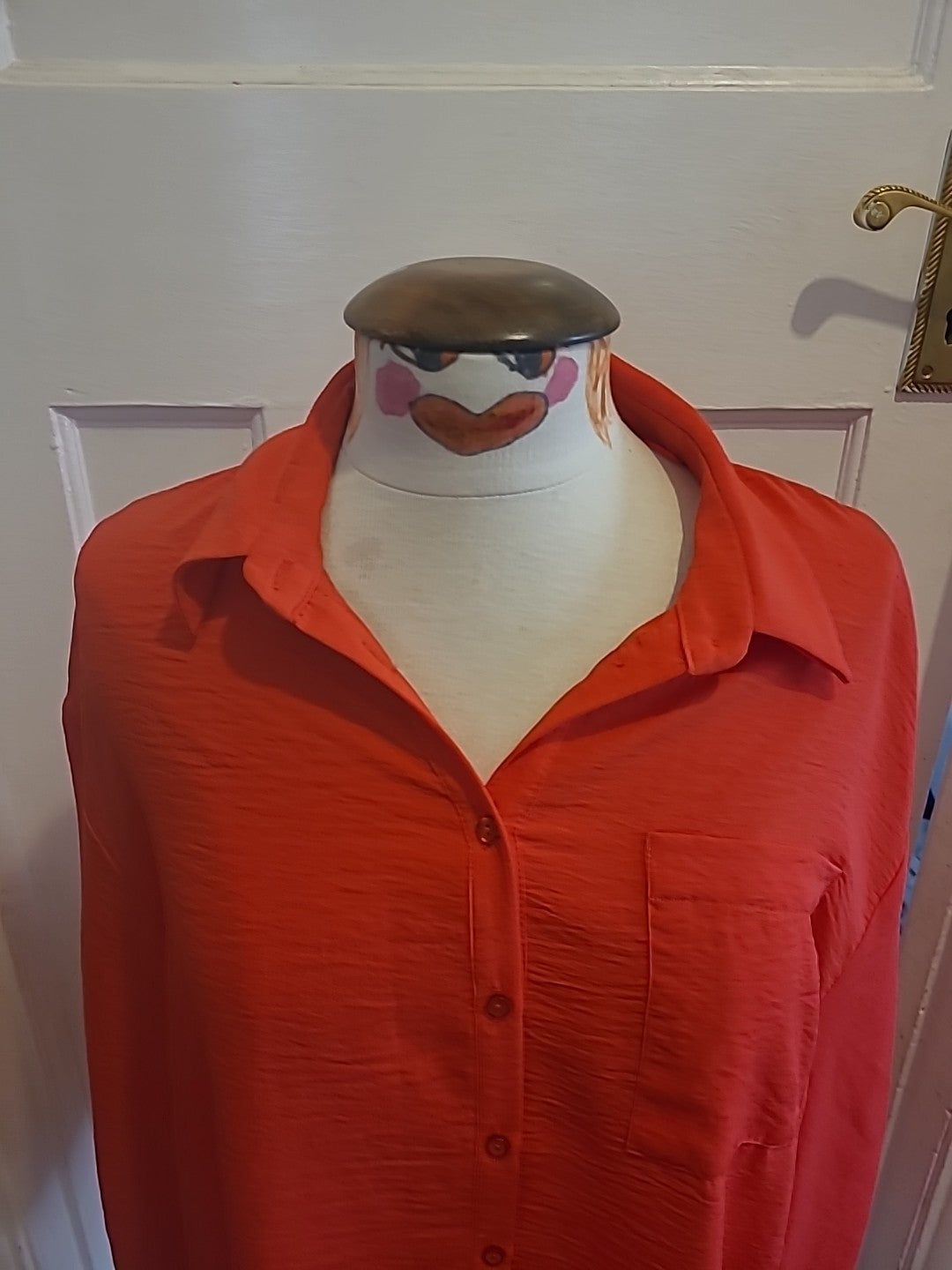 Ladies New Look Size 10 Red Long Sleeved Oversized Blouse
