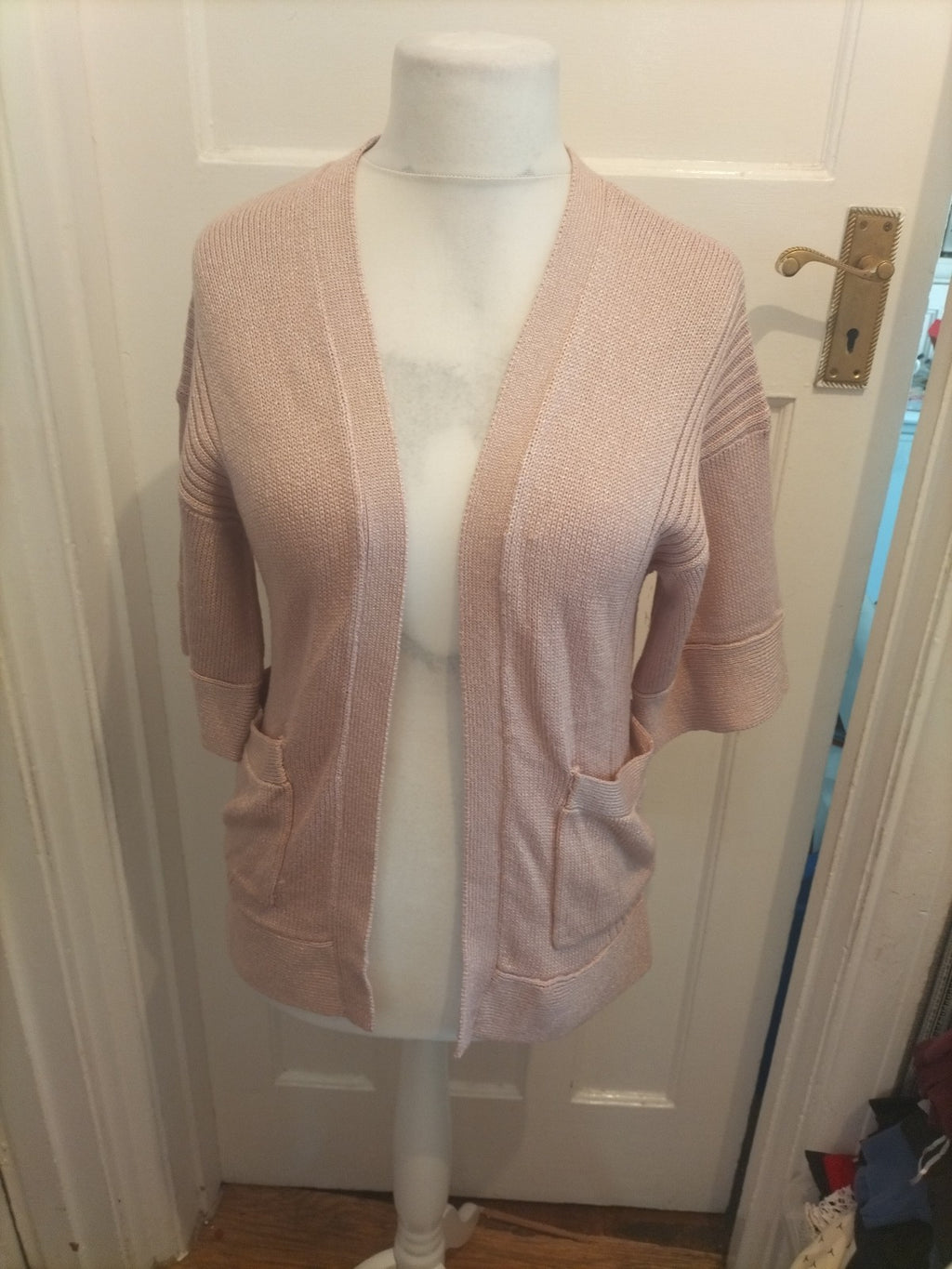Peacocks 12 Blush Pink Short Sleeve Cardigan