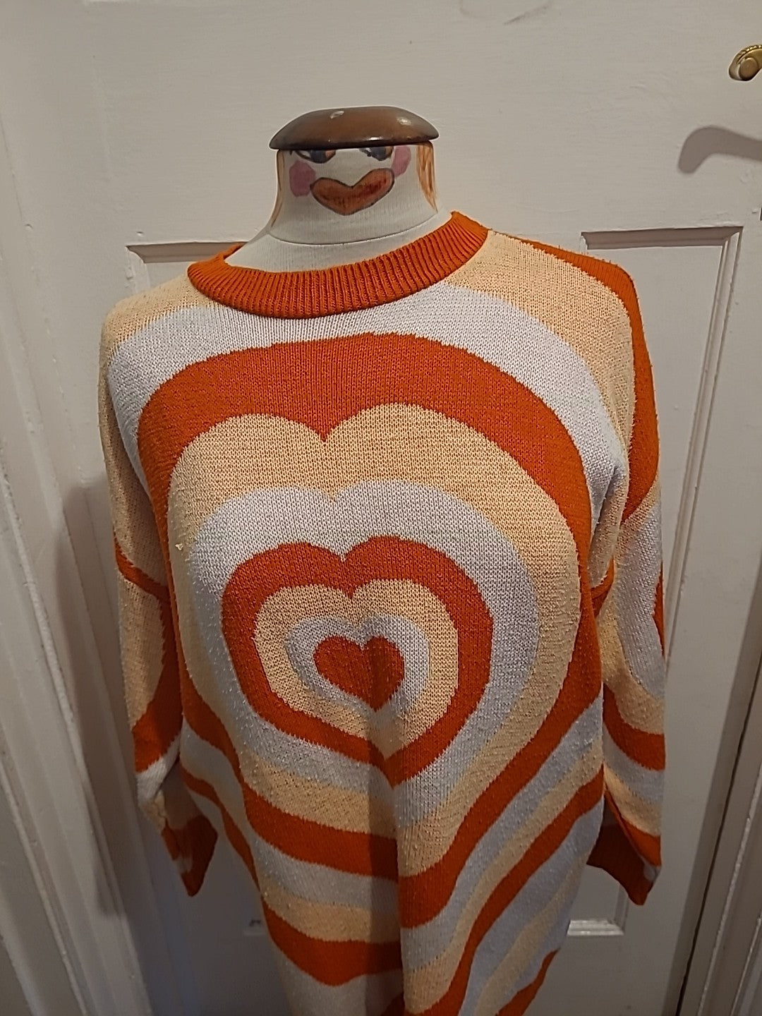 Ladies I Saw It First Size Small Orange White Oversized Pullover Jumper