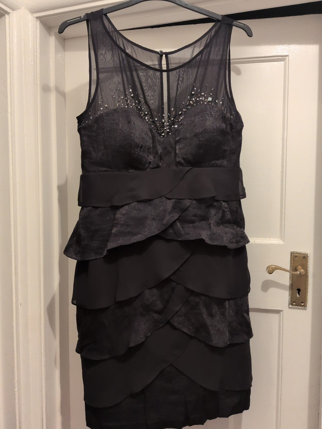 S.L Fashions 16 Black Pleat Dress Sleeveless