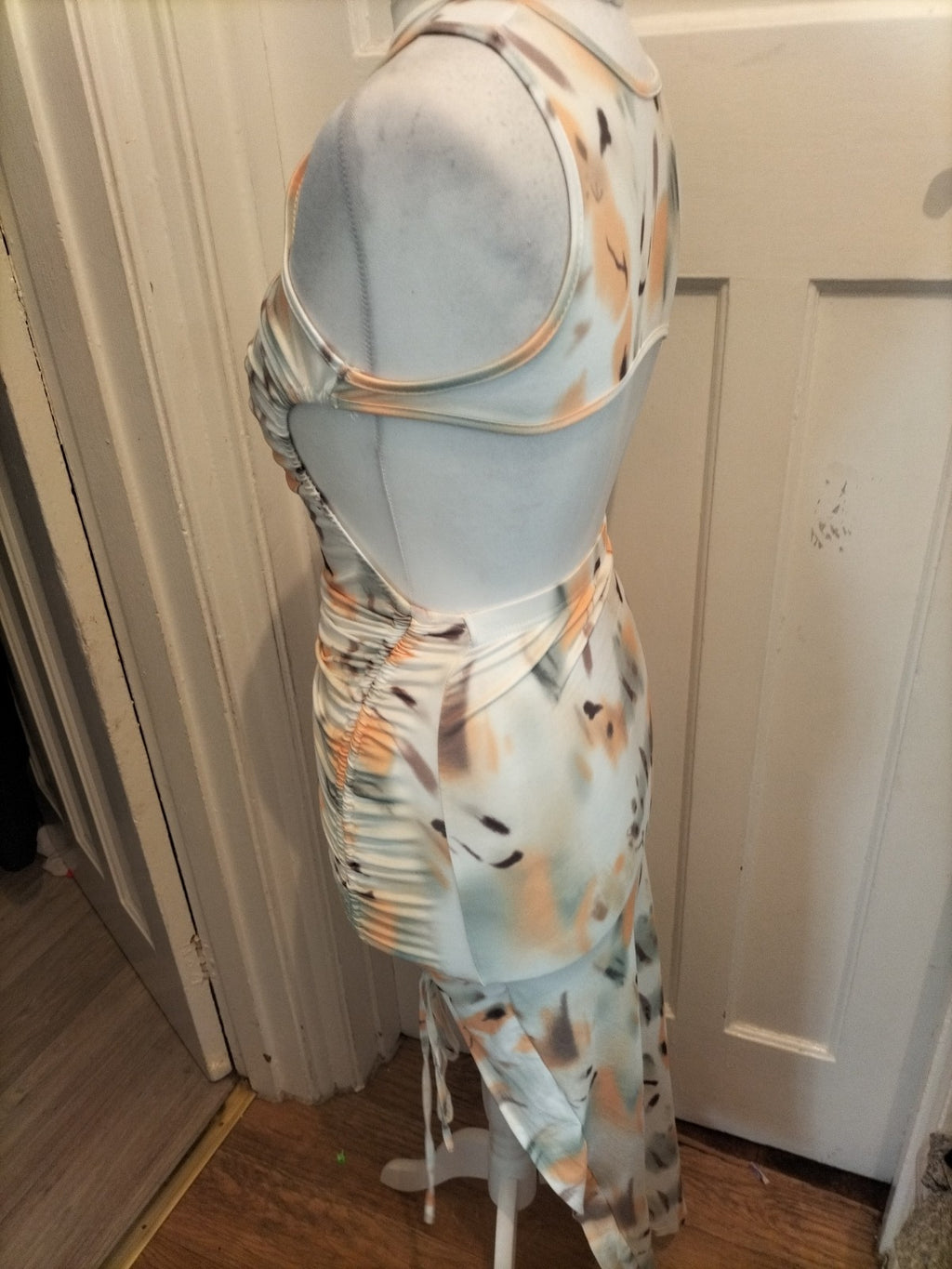 Ladies Shein Size M Yellow Dye Open Back Split Hem Dress