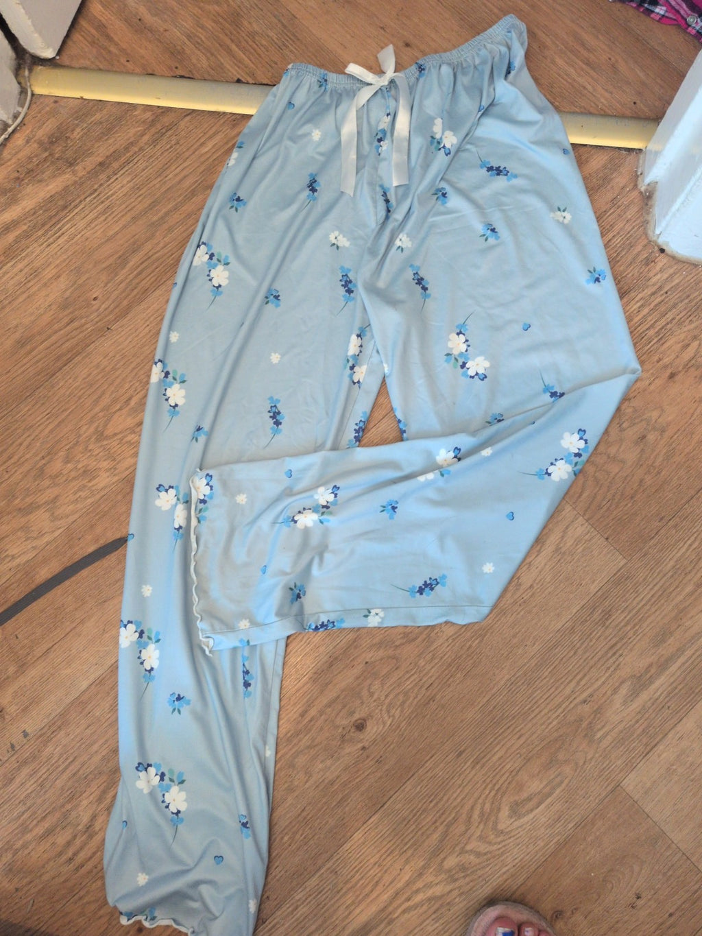 Medium Pale Blue Floral Elasticated Pyjama Bottoms