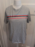 M&S Collection 14 Grey With Stripes Short Sleeve T-shirt