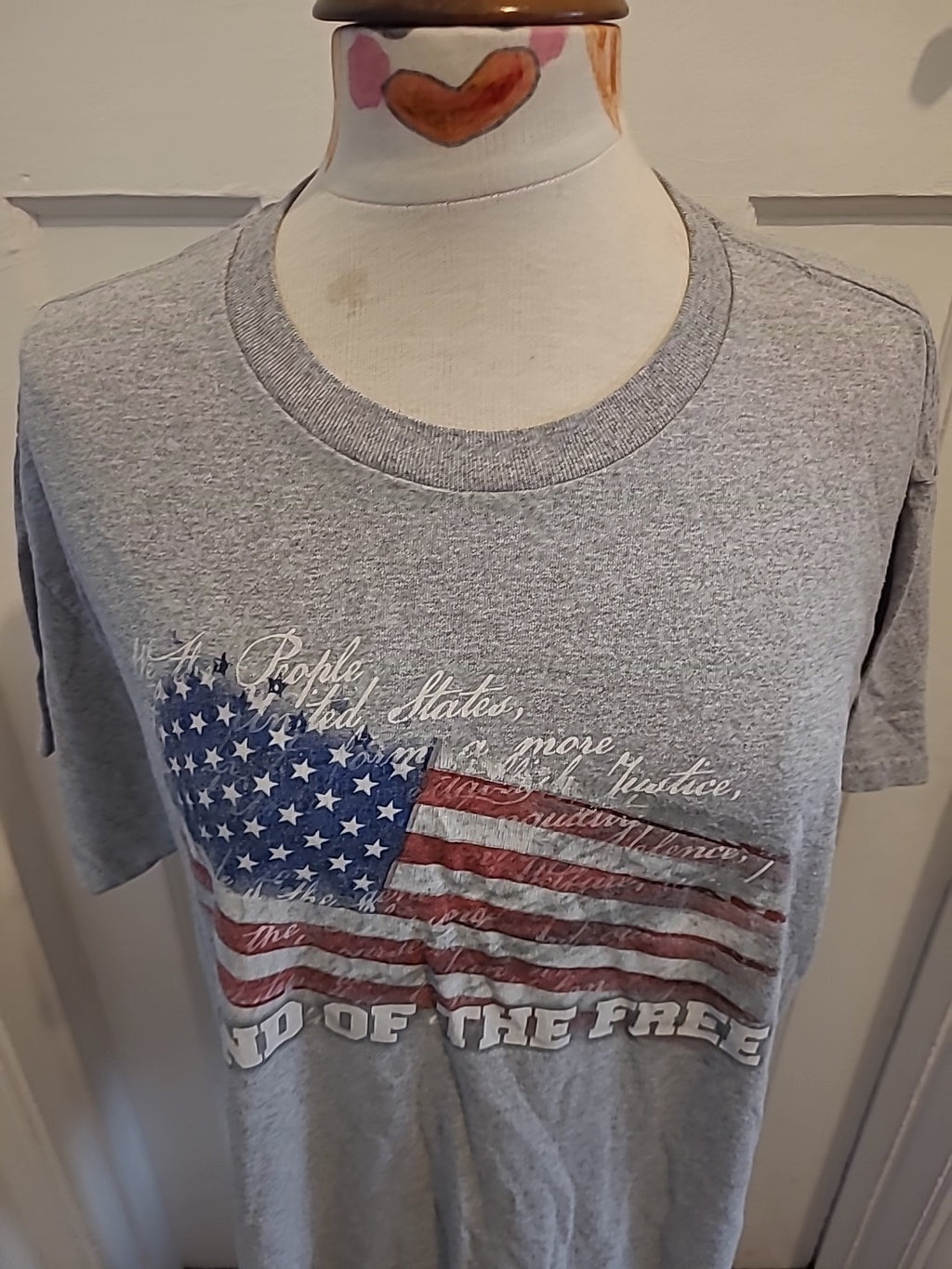 Mens 5 Star Size Large Grey USA design Tshirt